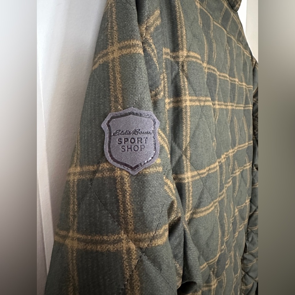 🟩 Eddie Bauer Sportshop Quilted Jacket – Olive Plaid (Women’s Tall L) - Picture 7 of 7